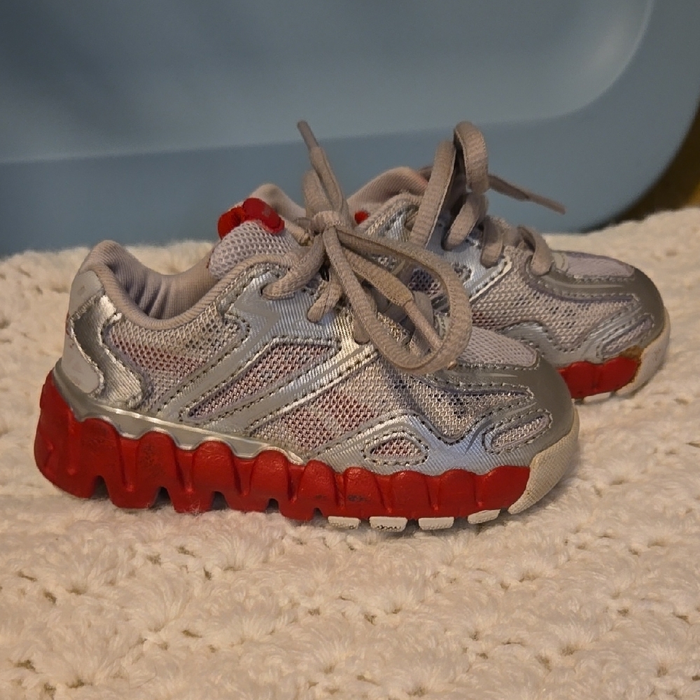 Kids' Gray and Red Sneakers